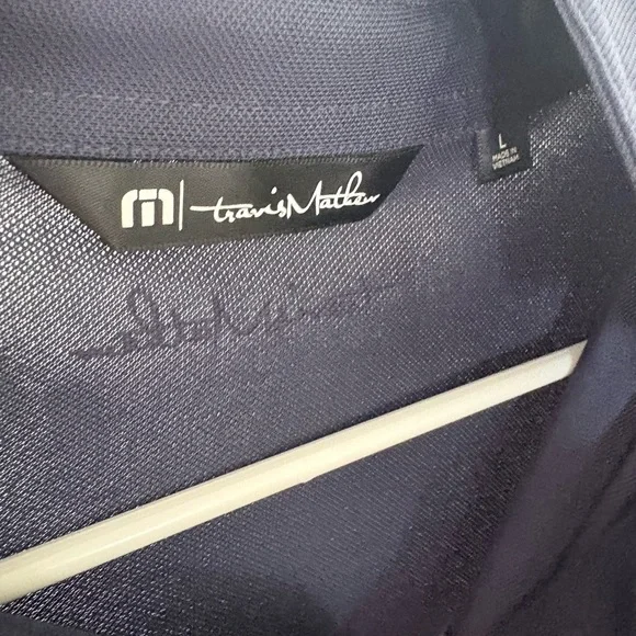 Travis Mathew Navy Polo with Stars and Red-White Stripe Panel - Picture 2 of 3